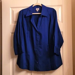WASHINGTON Royal Blue color button up dress shirt with quarter sleeves